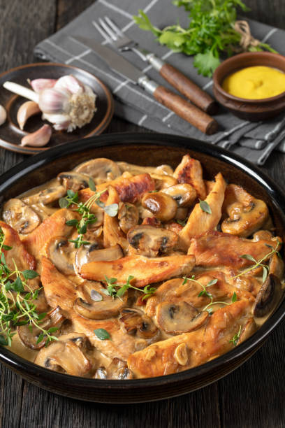 istock chicken stroganoff in a baking dish, top view 2160061037