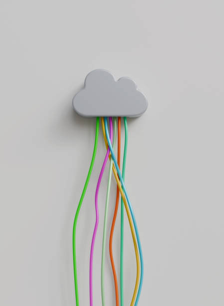 istock Cartoon cloud with connected network cables isolated in white background. 2160062068