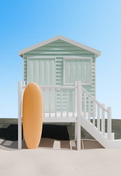 Minimalist 3d Beach house and surf