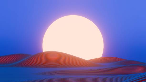 istock This 3D image features a minimalist design of a retro wave landscape with a sun, blending modern aesthetics with nostalgic elements. 2160062421