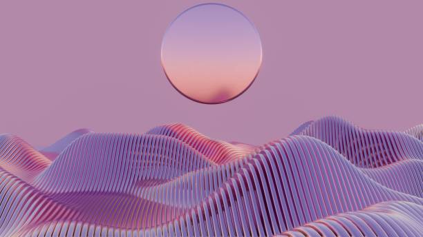 istock 3D minimalist design featuring a retro wave and a glass sun, merging modern aesthetics with nostalgic elements. 2160062505