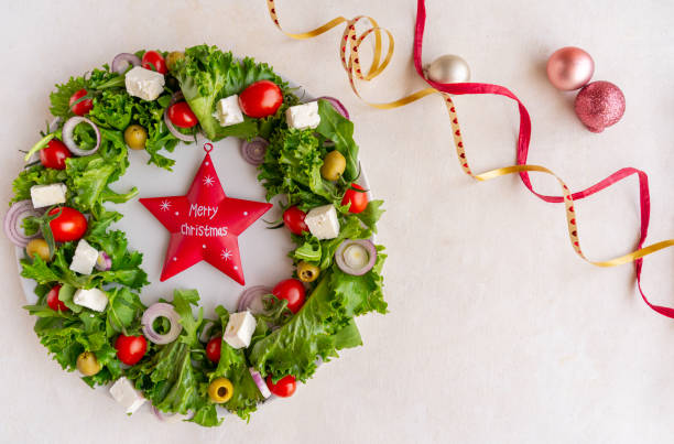 istock Christmas wreath salad on dark background 2160063542