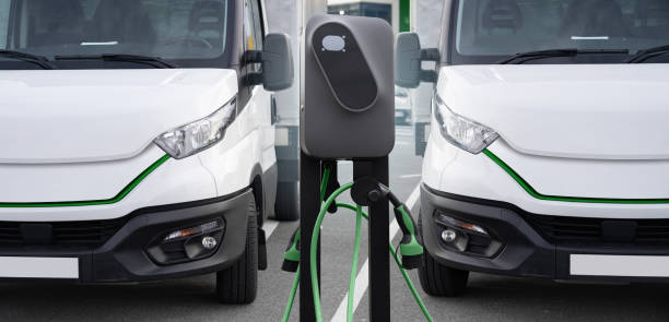 istock Electric trucks with charging station 2160065256