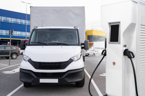 istock Electric truck with charging station. Concept 2160065538