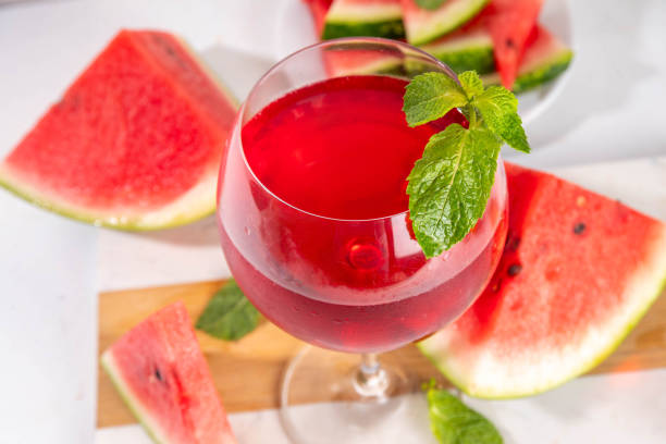 istock Sweet cold watermelon wine glass 2160065703