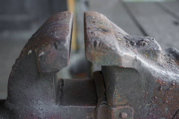 istock Close up of a old bench vice 2160068651