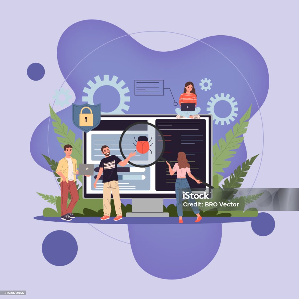 Debugging Process Flat Vector Illustration Stock Illustration ...