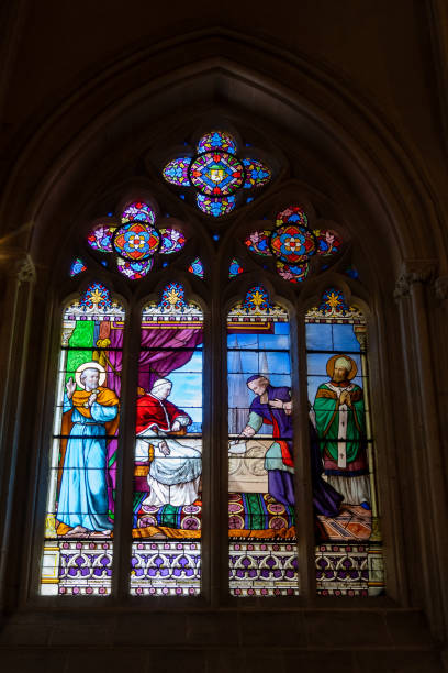 istock Stained Glass Window in the Cathedral St. Corentin, Quimper 2160070894