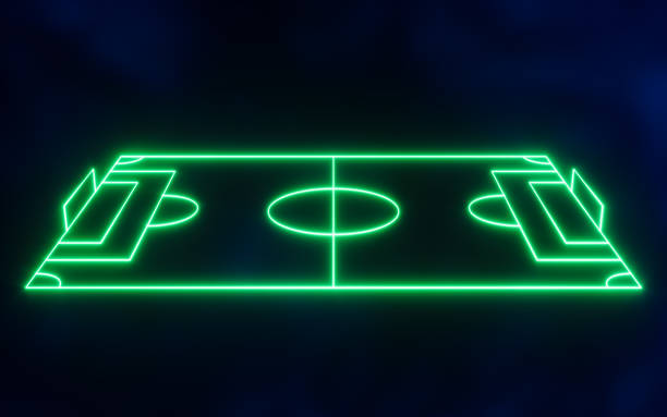 istock Abstract neon football field lines, 3d rendering. 2160074199