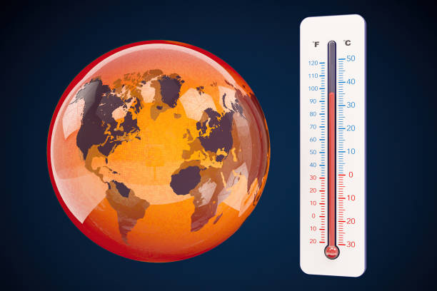 istock Global Warming Concept with Red World and Thermometer 2160078278