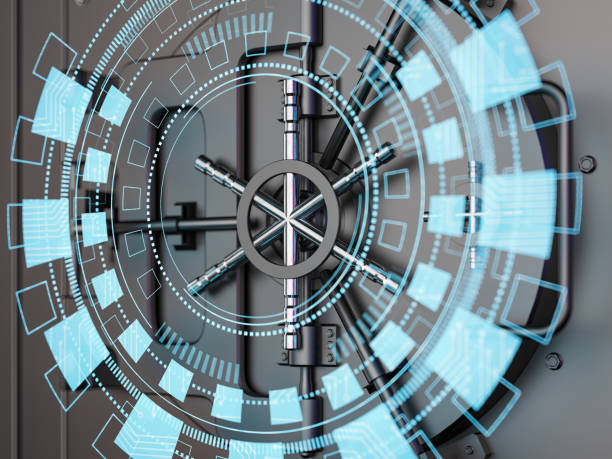 istock Bank Vault with Hologram HUD 2160079295