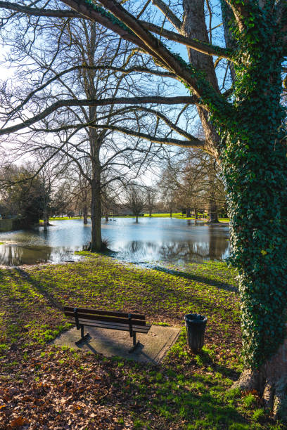 istock Park are flooded by the Thames river in Marlow, UK 2160080455