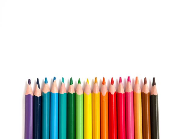 istock Colorful Wooden Colored Pencils Isolated Copy Space on White. 2160082310