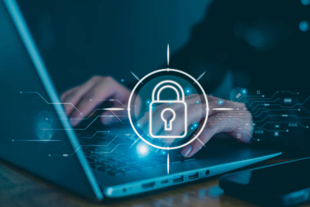 istock Cybersecurity and privacy concepts to protect data. Lock icon and internet network security technology. Businessman protecting personal data on smartphone, virtual screen interfaces. cyber security. 2160083785