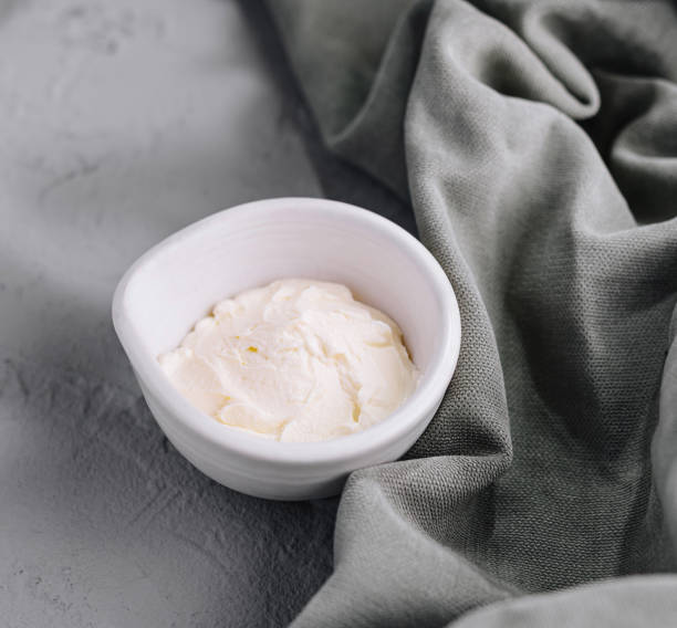 istock Elegant bowl of fresh mascarpone cheese 2160084985