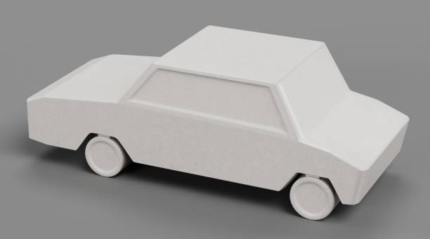 Realistic 3D Render of Paper Car