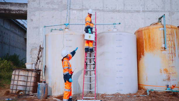 istock Inspectors are analyzing a water sample at the sewage cleaning site. 2160086775