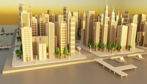 istock Realistic 3D Render of Paper City Model 2160086776
