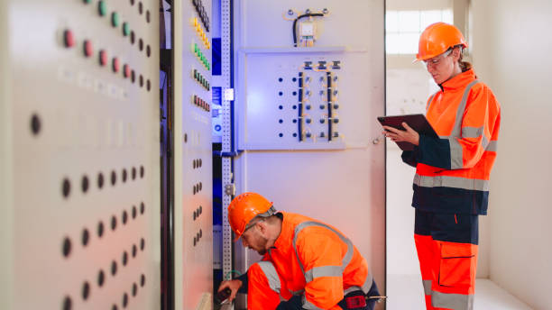 istock Two Electrical engineer working in control room at industry factory. 2160086786