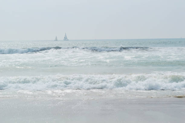 Los Angeles Venice beach on a windy day with strong waves