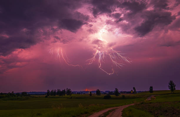 istock Dazzling lightning display brightening the nighttime with vibrant bolts, climate change 2160092558