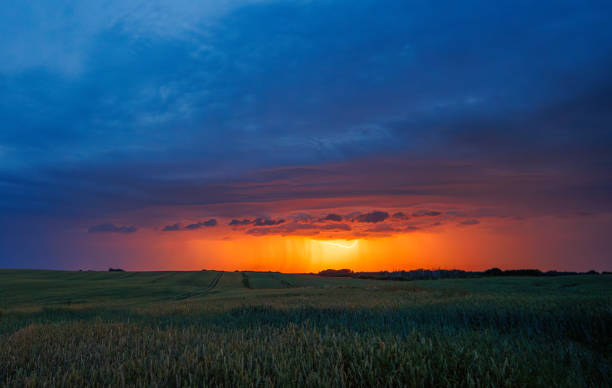 istock Dazzling lightning display brightening the nighttime with vibrant bolts, climate change 2160093168