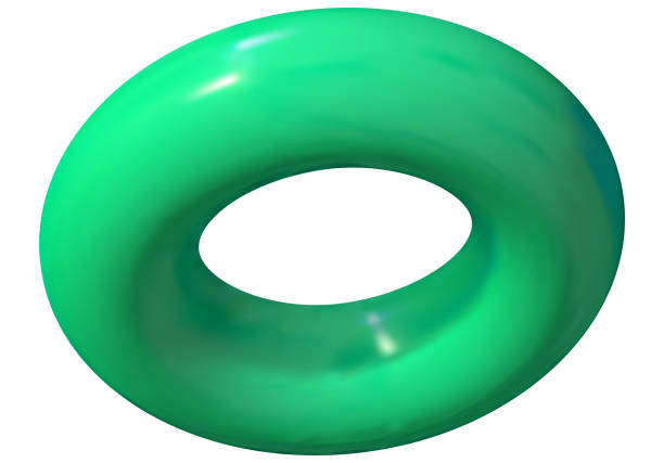 istock Isolated colorful torus in 3D perspective. Abstract geometric donut shape, in rotation 2160099804
