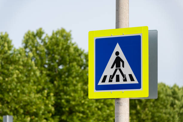 istock Pedestrian crossing traffic sign 2160104180