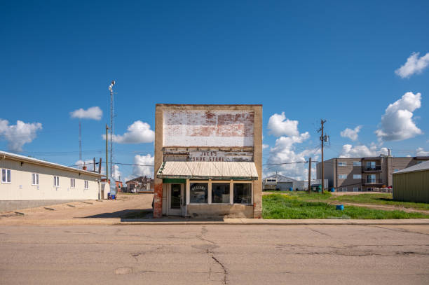 Coronation, Alberta - June 28, 2024: Abandoned Jack's Shoe Store in the small town of Coronation, Alberta.