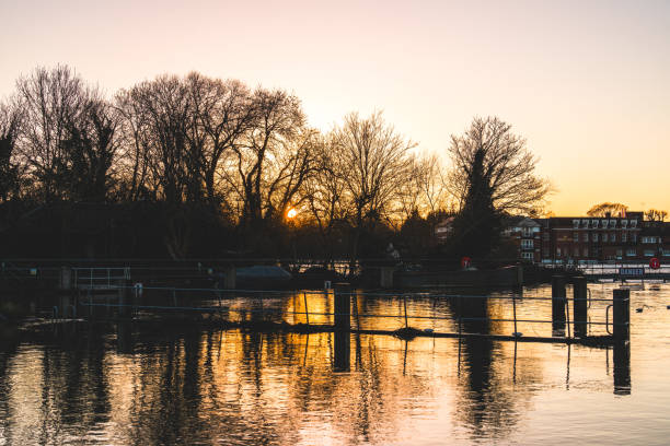 River Thames in Winter Flood at Marlow, Buckinghamshire, England