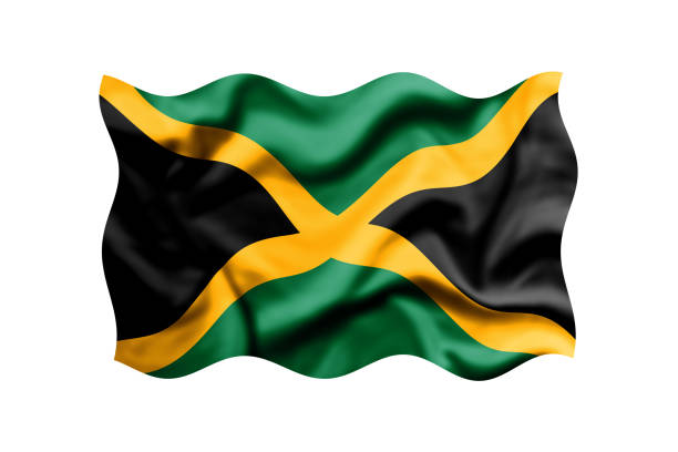 istock Waving Jamaica flag background, Clipping Path Included 2160111321