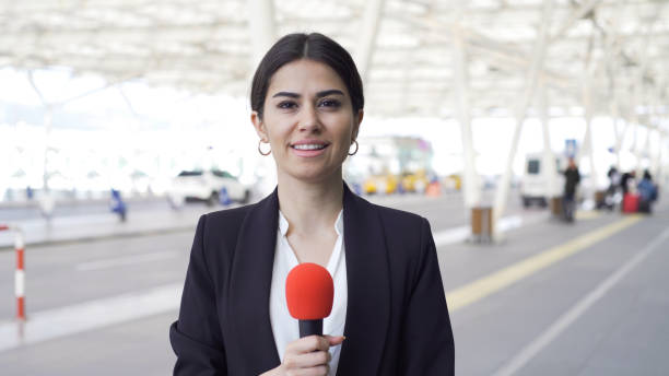 TV reporter in airport