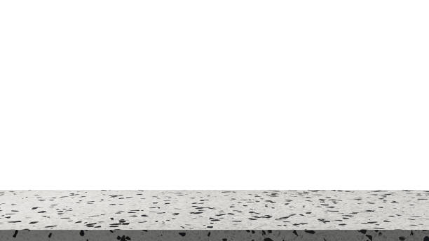 istock empty white terrazzo with black grain table top in foreground isolated on background with clipping path. counter bar foreground can be used for display or montage products. 2160115841