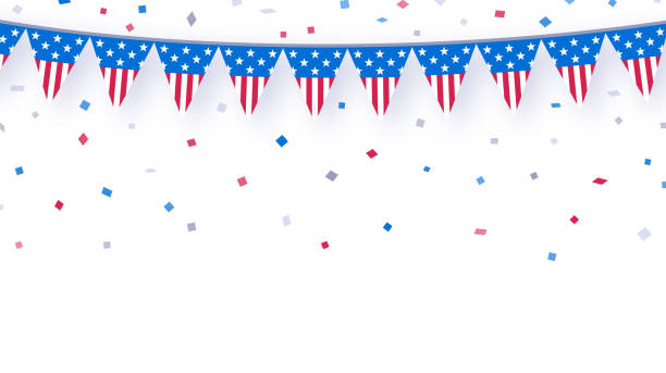 istock Patriotic American Flag Bunting Celebration Party Banner Background. 2160119467