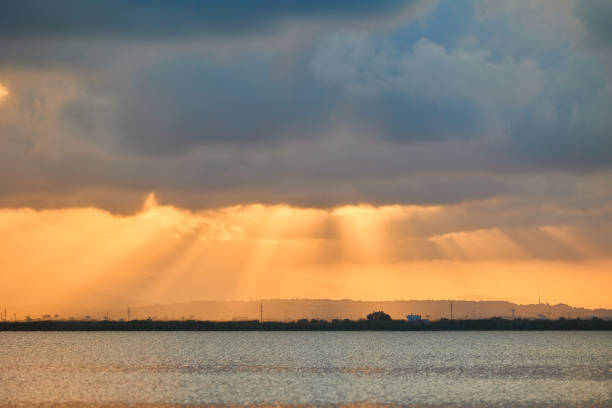 Wonderful sunset view on Albufera Lake in Spain.