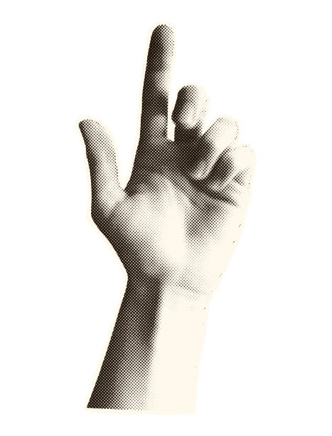 istock Hand in halftone style. Vector design of a hand in dot style. Pointing gesture 2160122236