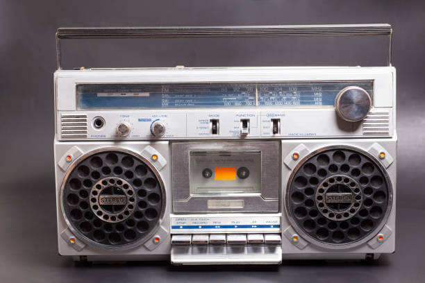 istock Silver retro ghetto radio boom box cassette recorder from 80s 2160126312