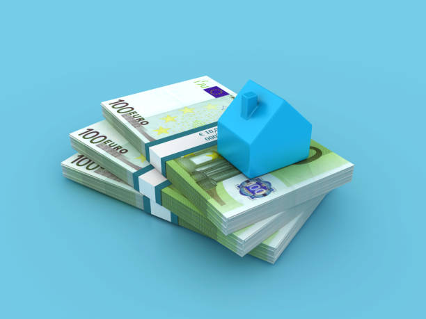 istock 3D House with on Euro Bank Notes Packages 2160127745