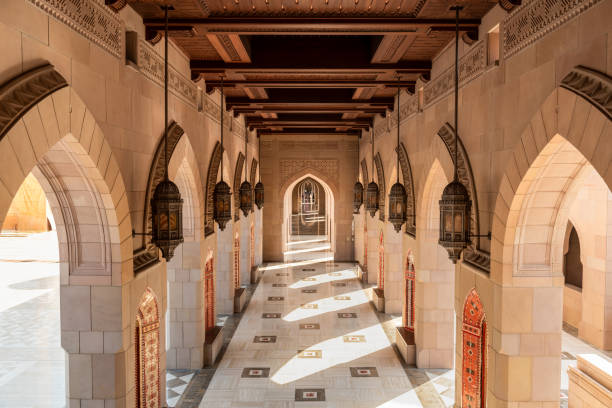 istock Arched passageway at the Sultan Qaboos Grand Mosque. Islamic architecture, Muscat, Oman. 2160129259