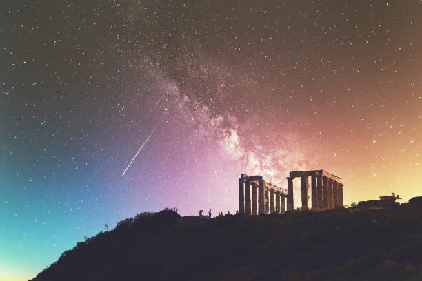 istock Temple of Poseidon with starry sky 2160135374