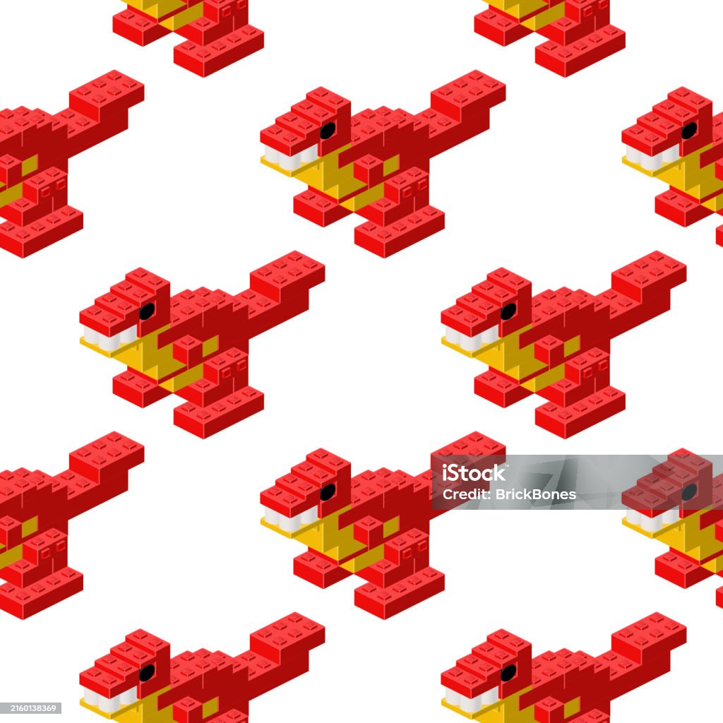 Three Rex Pattern Red Trex Pattern In Isometry Vector Stock Illustration - Download Image ...