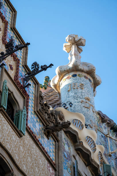 Gaudi house at entrance to Park Guell in Barcelona, Spain