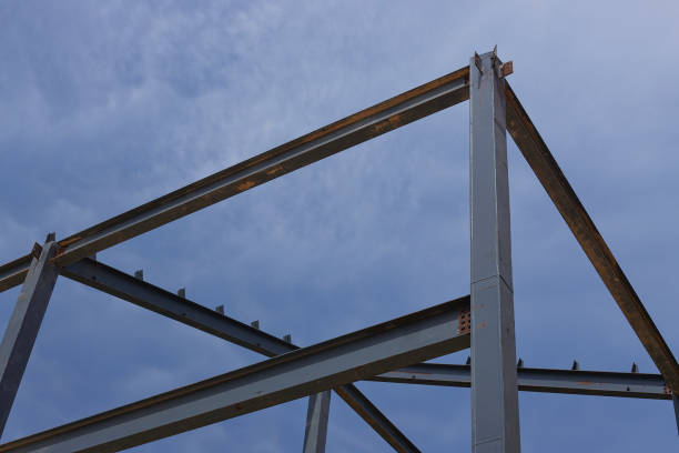 metal structure made of T-beams, building frame