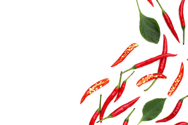 istock Red chili peppers on white background 2160159226
