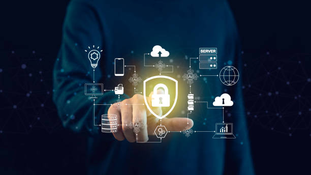 istock person interacts with a interface that has a large security shield icon in the center. the protection of data, servers cloud storage, and technology, cyber security and data protection in the digital. 2160166327