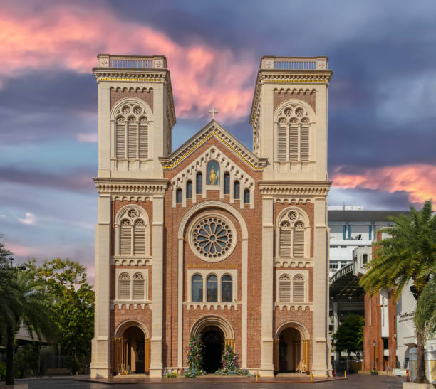 Assumption Cathedral on Chao Phraya River in BKK Thailand  magnificent structure architecturally majestically built a Roman Catholic Church founded by French Missionaries and Built in 1821