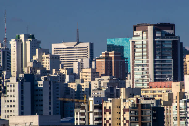 Sao Paulo, Brazil, January 14,2024. The exterior of modern condominiums is used full of glass, including sliding doors, windows and balconies. to avoid feeling cramped in Sao Paulo city