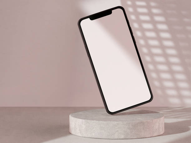 istock Smartphone mockup with podium and shadows minimal 2160185623