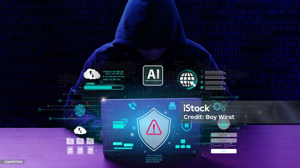 Cyber Smart Hack Cyber Security And Tech Warning Or Scam Concept Hackers Utilize Ai ...