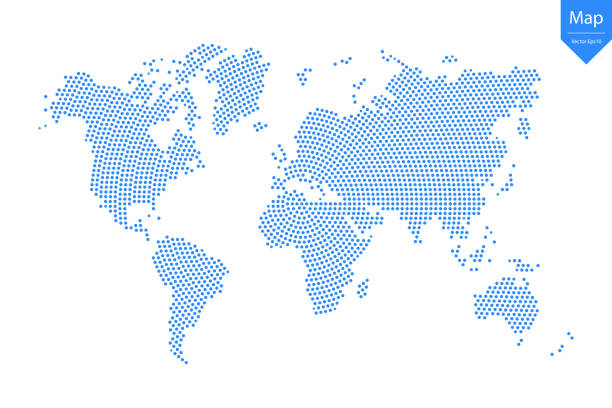 Abstract graphic World map from point blue on a white background. Abstract graphic World map from point blue on a white background. Vector illustration. world map stock illustrations